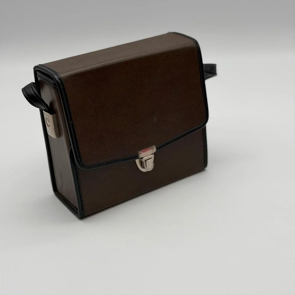 Vintage Black‎ Binoculars with Brown Faux Leather Hard Carrying Case Retro Gear